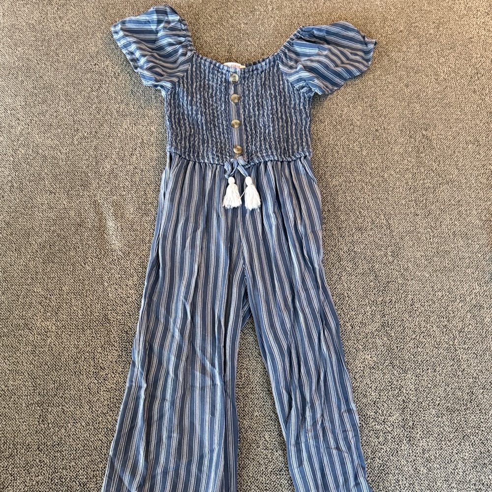 Charming Blue Striped Kids Romper